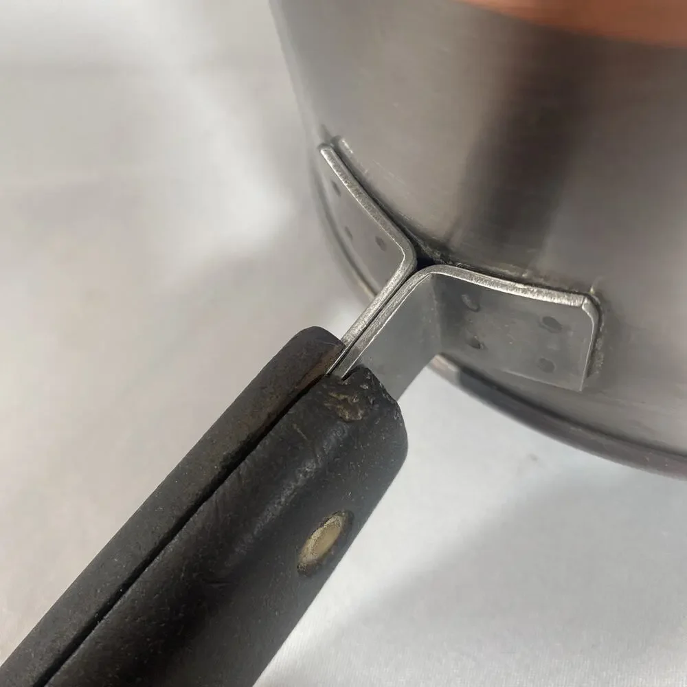 Revere Ware 1 Qt Quart Copper Bottom Sauce Pan Boiler Insert Lid Stainless Steel